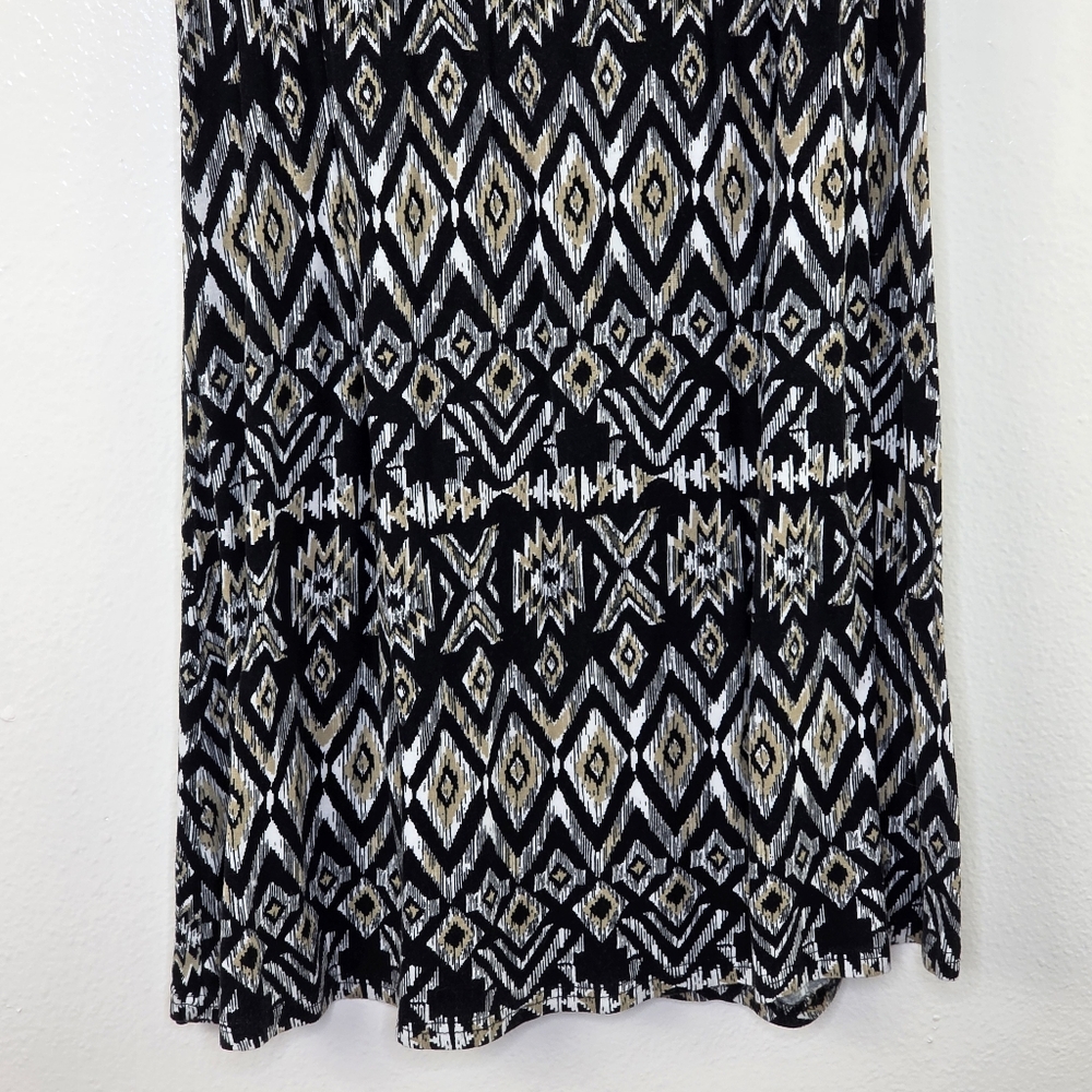 VTG Ultra Flirt Black, Cream, & White Aztec A-Line Maxi Skirt Size XL - Picture 4 of 9